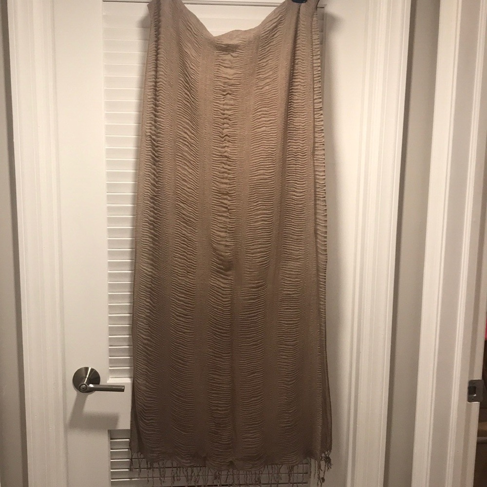 Tan Ruched Sheer Lightweight Scarf